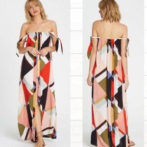 Billabong Multicolor Buttonfront Maxi Dress
